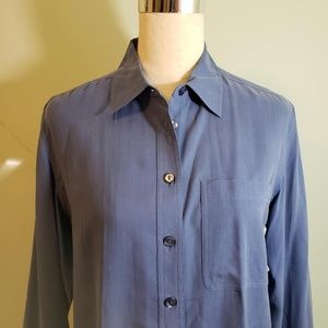 Woodbridge Blue Long Sleeve Button Front Blouse